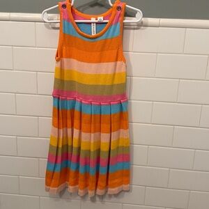 Janie and Jack Orange Pleated Sweater Dress 4 Striped